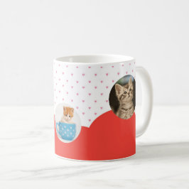 Söta Katter och Röda Hjärtan Mönster Personlig  Kaffemugg