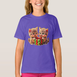 **Söta Katter som Kämpar om en Julklapp – Rol T Shirt
