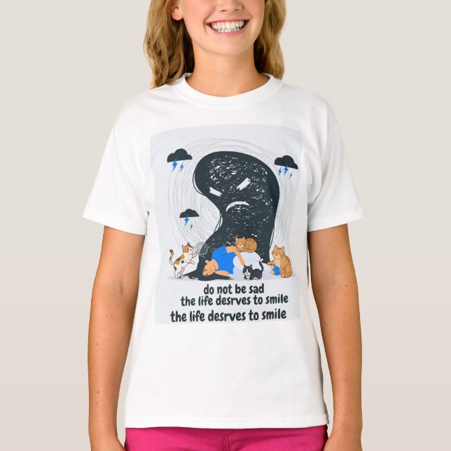 Söta Katter Tröstar ledsen Person Mental Hälsa Vec T Shirt (Framsida)