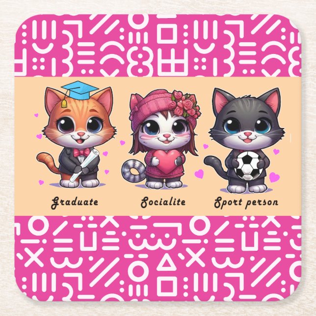 söta katter underlägg papper kvadrat (Framsidan)