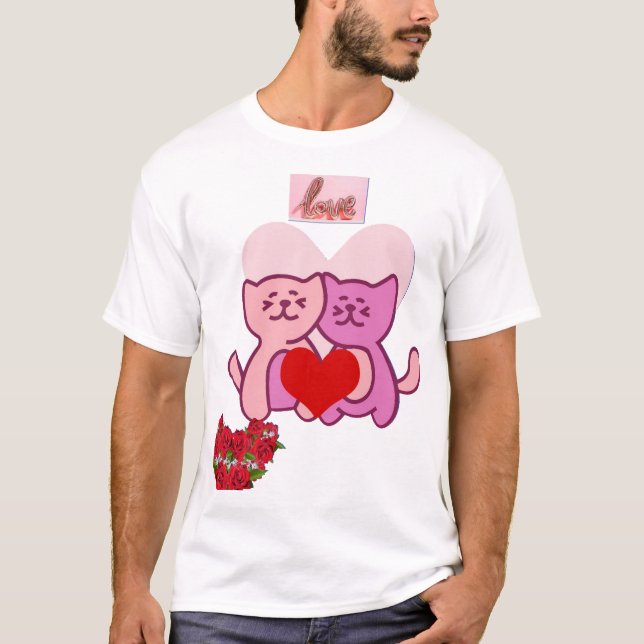 Söta Katter Valentinskärlek T Shirt (Framsida)