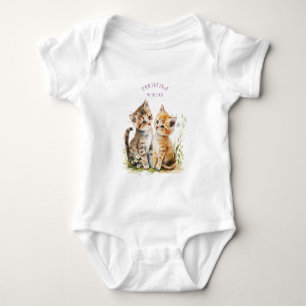 Söta Katter Vattenfärg Blommor T Shirt