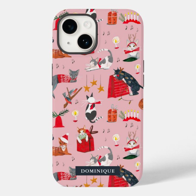 Söta katters retro jul rosa  (Baksida)