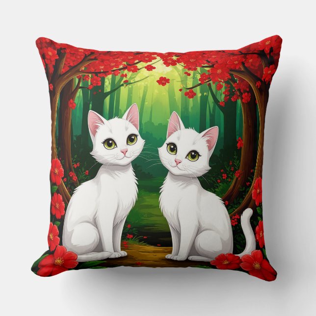 Söta Katters Skogsblomma Scen 🐱 Kudde (Framsida)