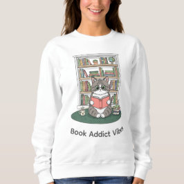 Söta kattglasögon bokhylla litteraturälskare t shirt