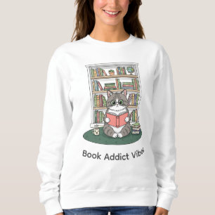 Söta kattglasögon bokhylla litteraturälskare t shirt