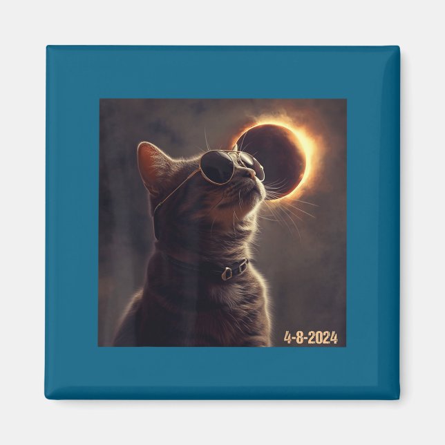 Söta Kattglasögon Total Solförmörkelse Magnet (Framsidan)
