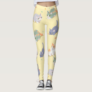 Söta kattmönstrade leggings