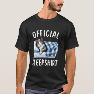 Söta kattpyjamasas Nattlinne Randigt Sover Officie T Shirt