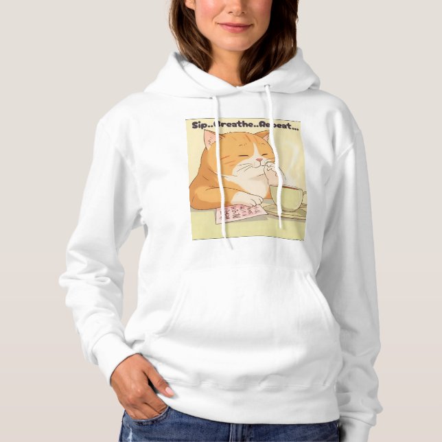 söta katttröjor med huva t shirt (Framsida)