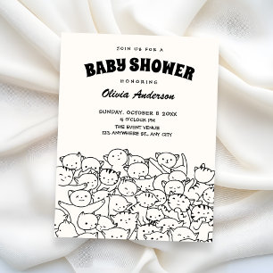 Söta kattungar baby shower inbjudningar