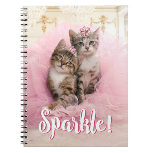 Söta kattungar i Tiaras och rosa Sparkly Tutu Anteckningsbok Med Spiral
