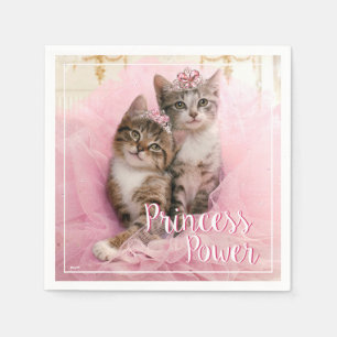 Söta kattungar i Tiaras och rosa Sparkly Tutu Pappersservett