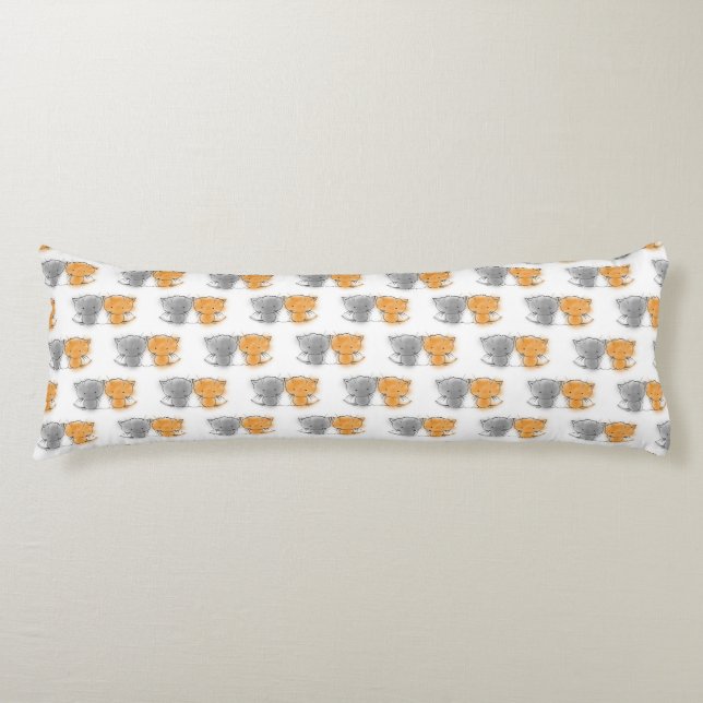 Söta kattungar mönster orange och grå kattungar kroppskudde (Framsidan)