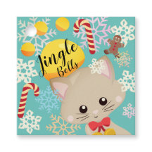 Söta kattungar och snöflingor julklappsetikett