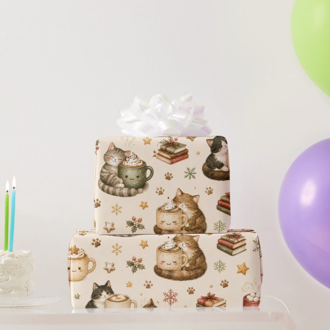 Söta Kattungar Varm Choklad Jul Presentpapper (Festgåvor)