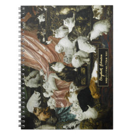 Söta Kattungar Vintagekonst Förgylld Monogram Skis Anteckningsbok