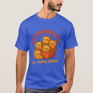 Söta kattunge nuggets rolig mat katt retro t shirt