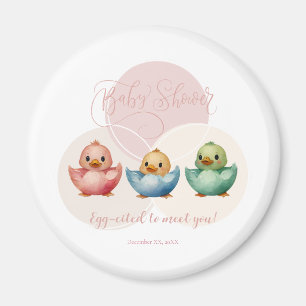 Söta Kawaii Ägg Fåglar Pastell Färgade Baby Shower Magnet