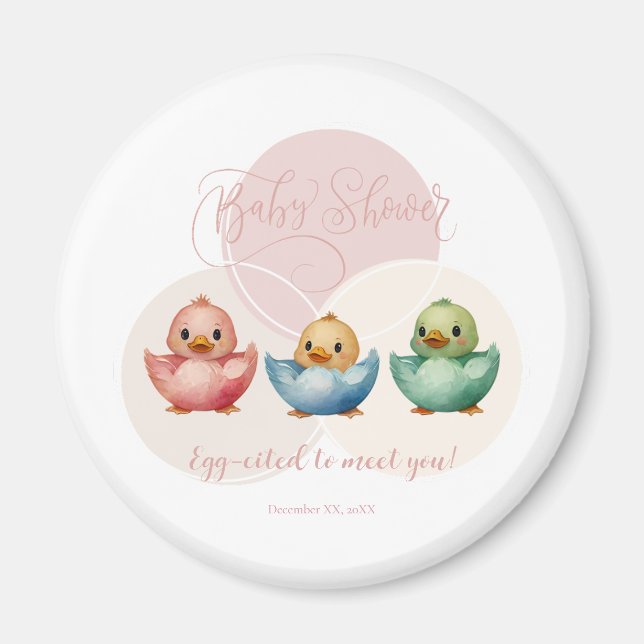 Söta Kawaii Ägg Fåglar Pastell Färgade Baby Shower Magnet (Framsidan)