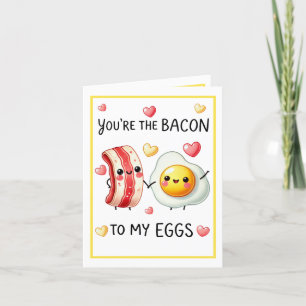 Söta Kawaii Ägg och Bacon Tack Kort