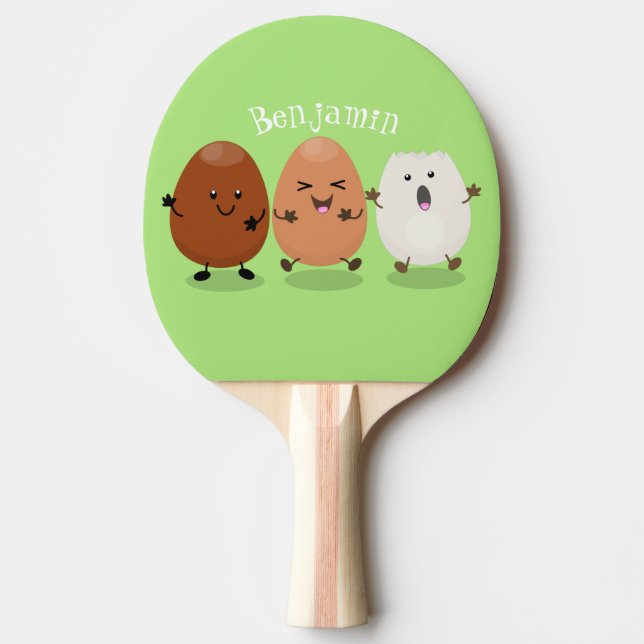 Söta kawaii ägg rolig tecknad illustration pingisracket (Framsidan)
