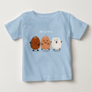 Söta kawaii ägg rolig tecknad illustration t shirt