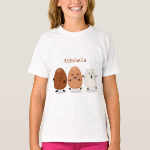 Söta kawaii ägg rolig tecknad illustration t shirt