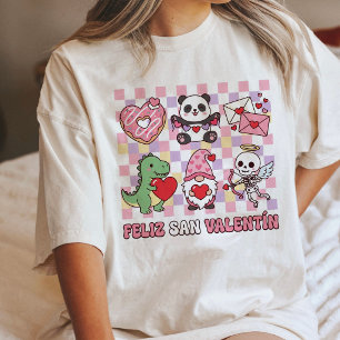 Söta Kawaii Alla hjärtans dags-figurer med hjärtan T Shirt