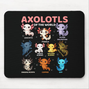 Söta Kawaii Axolotler Från Hela Världen Rolig Axol Musmatta