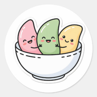 Söta Kawaii Chuseok Koreanska Songpyeon Risbullar Runt Klistermärke