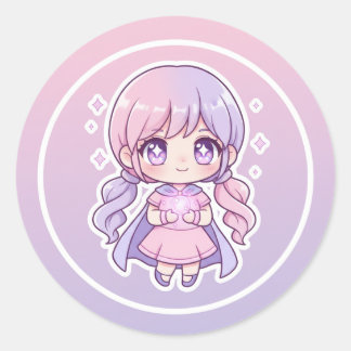 Söta kawaii-dekaler runt klistermärke