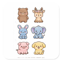 Söta Kawaii Djurdekaler | Björn Hjort Kanin Set