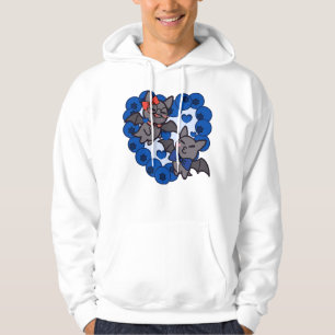 Söta Kawaii Fladdermöss i Blåbärshjärta - Bedårand Hoodie