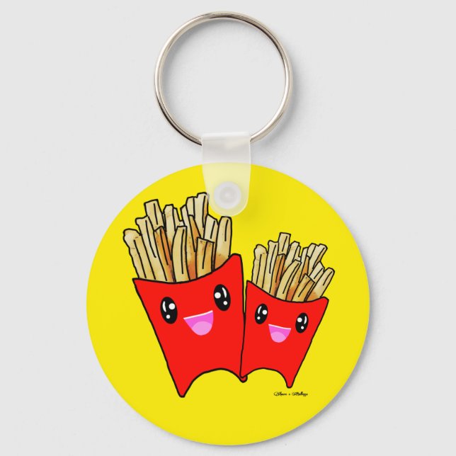 Söta kawaii Fransk fries foodie Nyckelring (Framsida)