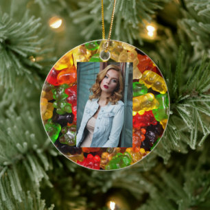 Söta kawaii-godis, färgstarka kandisbjörngummi julgransprydnad keramik