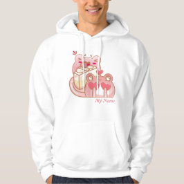 Söta Kawaii Grodor som äter Jordgubbstårta Hoodie
