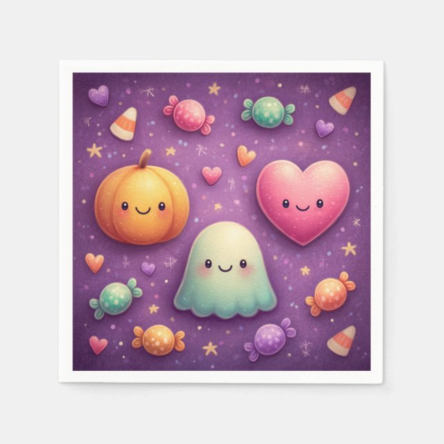 Söta Kawaii Halloween servetter (Framsidan)