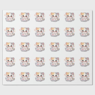 Söta Kawaii Katter Mönster Presentpapper