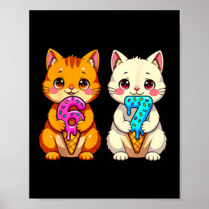 Söta Kawaii Katter Neko 67 Drip Meme Rolig Sex Sju Poster