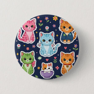 Söta Kawaii Katter Neko Roliga Kattungar Kattälska Knapp