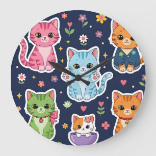 Söta Kawaii Katter Neko Roliga Kattungar Kattälska Stor Klocka