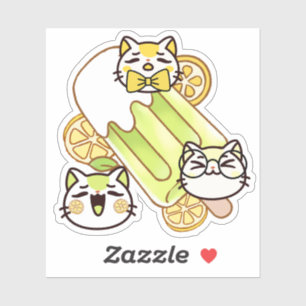 Söta Kawaii Katter och Citron Isglass Klistermärken