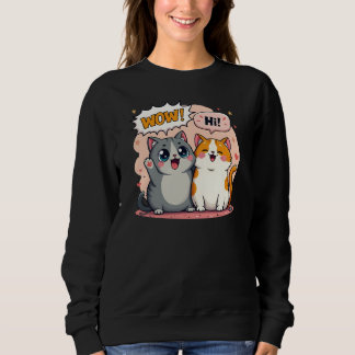 Söta Kawaii Katter Serietecknad Som Säger Wow och T Shirt