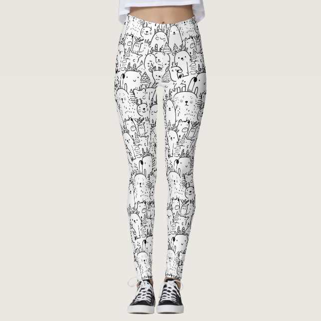 Söta Kawaii-klippfigurer (2) Leggings (Framsida)