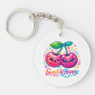 Söta Kawaii Körsbär Runda Nyckelringar
