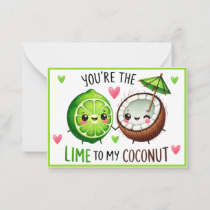 Söta Kawaii Limefrukter och Kokosnöt Anteckningskort