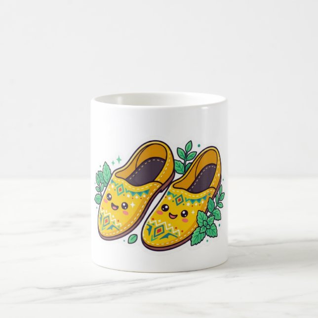 Söta Kawaii Marockanska Gula Babouche Tofflor Stic Kaffemugg (Center)