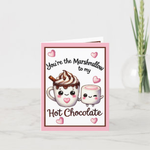 Söta Kawaii-marshmallower och het choklad Tack Kort