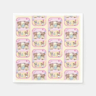 Söta kawaii nallebjörnar flickaktigt roligt korean pappersservett